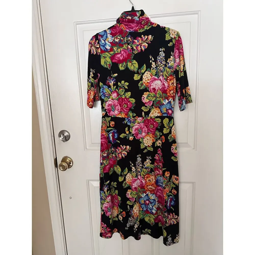 Ettwa by Anthropologie Dress Coreyell Turtleneck Mini Floral Black Women's XS - Picture 5 of 5
